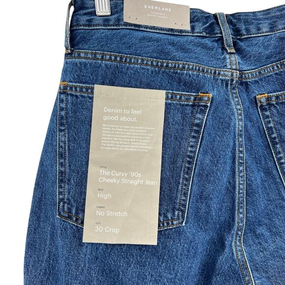 Everlane The Curvy 90s Cheeky Straight Jeans Rigid Wash Blue Size 30 Crop - Picture 12 of 16